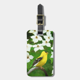 Goldfinch Painting - Cute Original Dog Art Luggage Tag