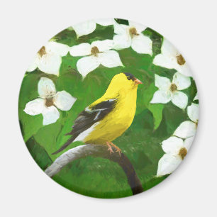 Goldfinch Painting - Cute Original Dog Art Magnet