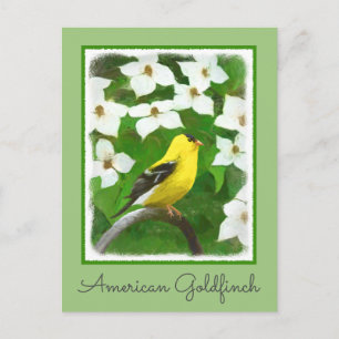 Goldfinch Painting - Cute Original Dog Art Postcard