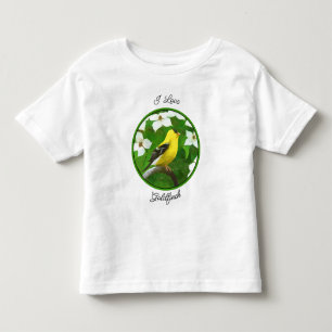 Goldfinch Painting - Cute Original Dog Art Toddler T-shirt