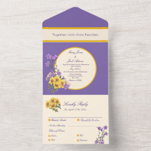 Goldfinch Spring Garden Wedding Cream All In One Invitation