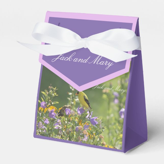 Goldfinch Spring Garden Wedding Favor Box (Front Side)