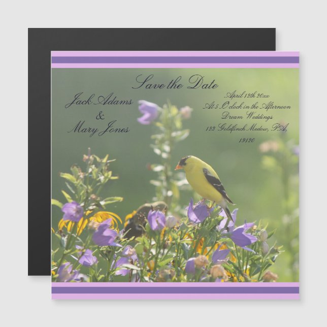 Goldfinch Spring Garden Wedding Magnetic Invitation (Front/Back)