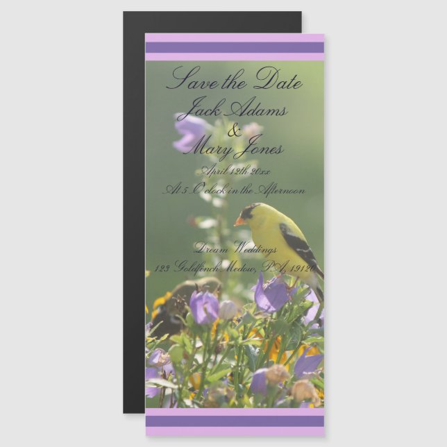 Goldfinch Spring Garden Wedding  Magnetic Invitation (Front/Back)