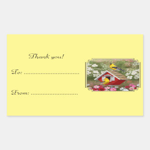 Goldfinches and Cute Cottage Birdhouse Sticker
