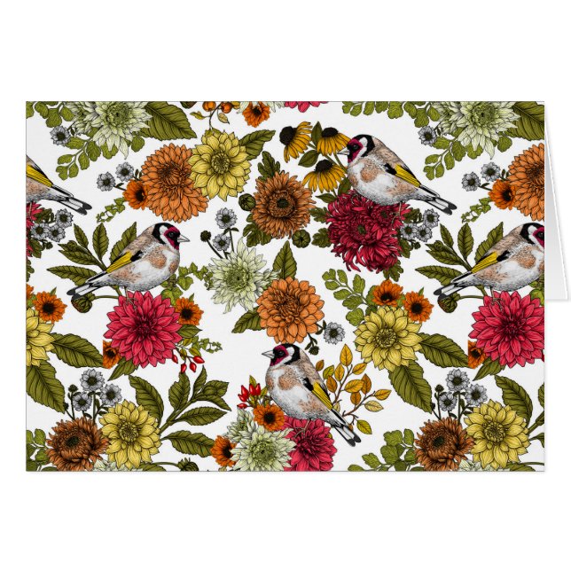 Goldfinches dans le jardin (Devant horizontal)