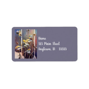 Goldfinches & Dried Coneflower Watercolor Art Label