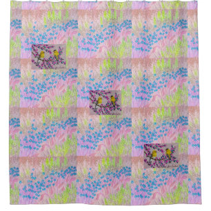 Goldfinches in a Pink Meadow Shower Curtain