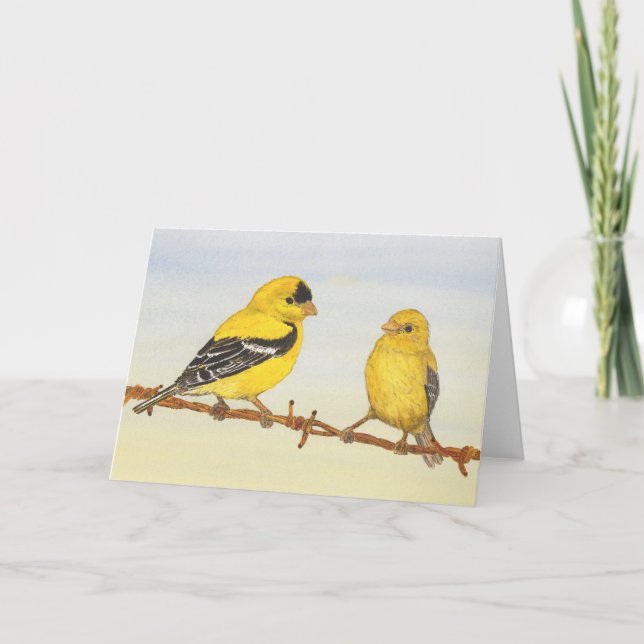 Goldfinches in love card (Front)
