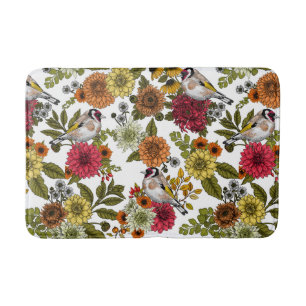 Goldfinches in the garden   bath mat