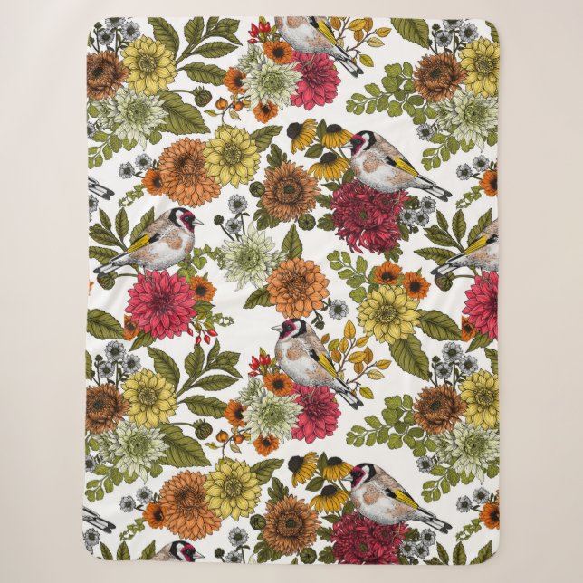 Goldfinches in the garden   sherpa blanket (Front)