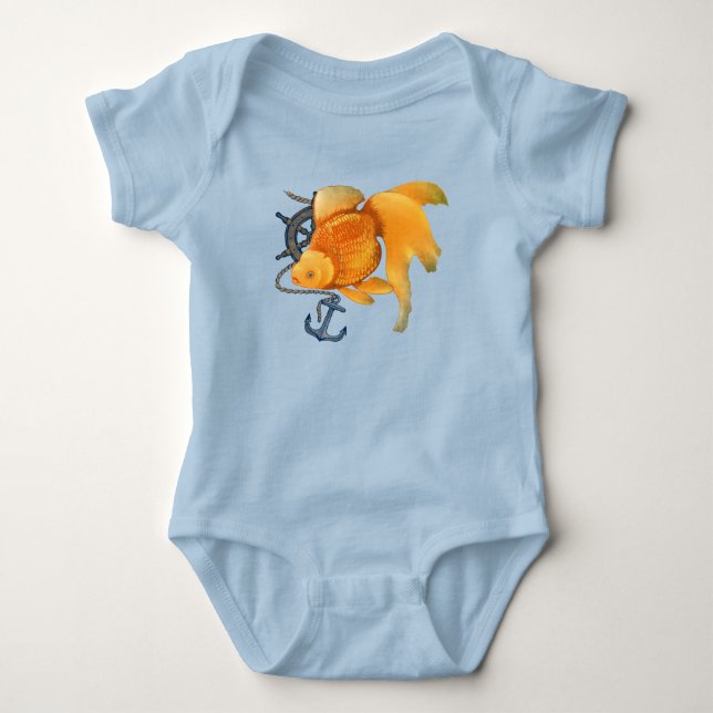 Goldfish Anchor Ship Wheel Nautical Bodysuit (Front)