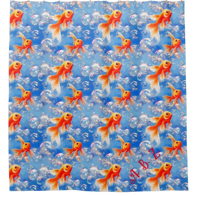 Goldfish and bubbles, a colorful repeat pattern (Front)