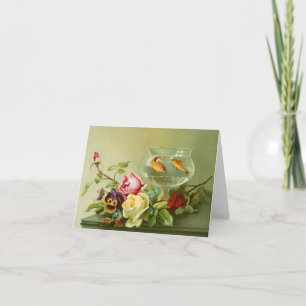 Goldfish and Flowers Customizable Notecard