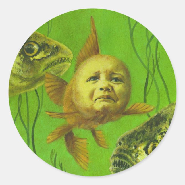 Goldfish Baby Mutant Design Classic Round Sticker (Front)