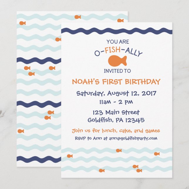 Goldfish Birthday Party Invitation (Front/Back)
