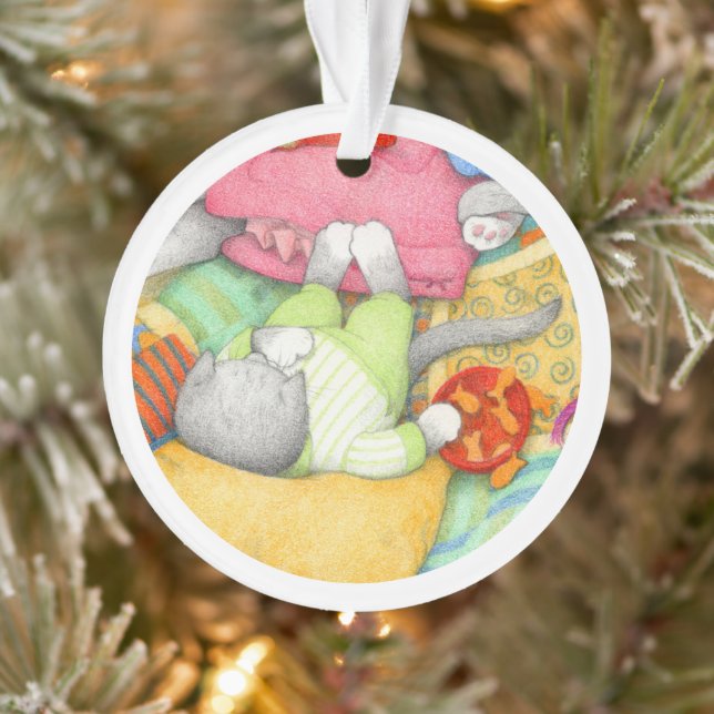 GOLDFISH CRACKERS KITTY Acrylic Circle Ornament (Tree)