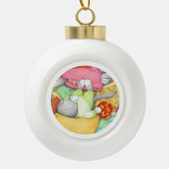 GOLDFISH CRACKERS KITTY Céramique Ball Ornement (Devant)