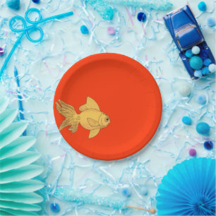 Goldfish Electric Orange Paper Plate