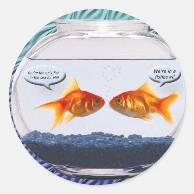Goldfish fishbowl humour classic round sticker (Front)