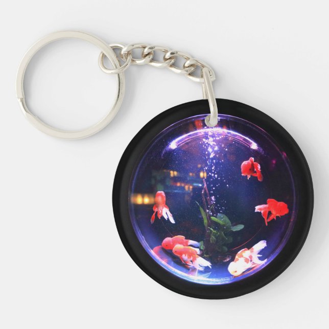 Goldfish in a fish bowl aquarium keychain (Front)