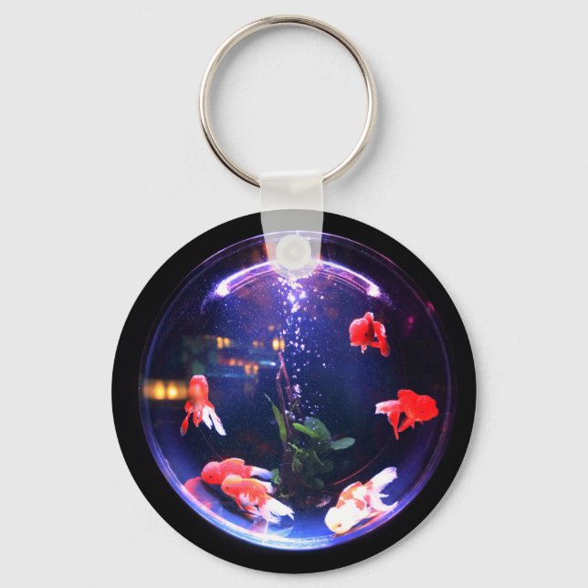 Goldfish in a fish bowl aquarium keychain (Front)
