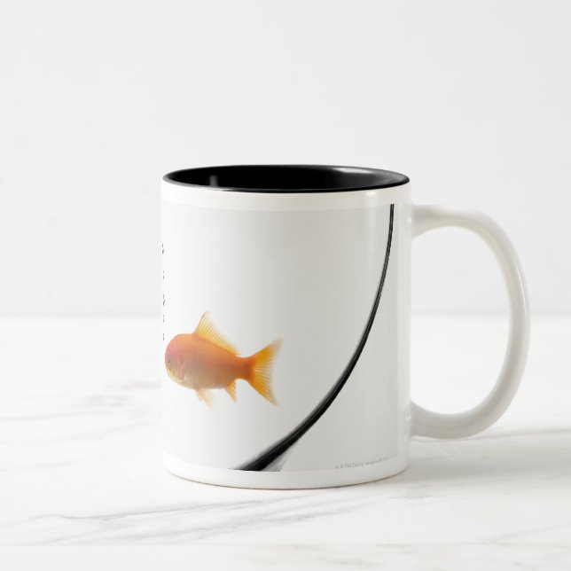 Goldfish in bowl Two-Tone coffee mug (Right)