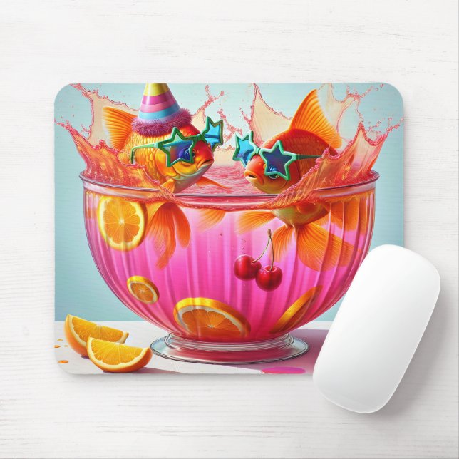 Goldfish In Party Punch Bowl Mouse Pad (With Mouse)