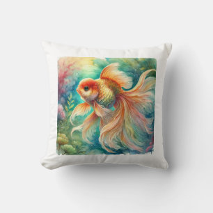 Goldfish in Tranquil Waters 240824AREF111 - Waterc Throw Pillow