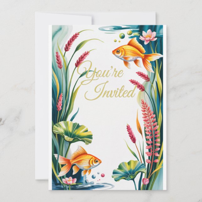Goldfish Invitation Aquarium Fish Wedding Party (Front)