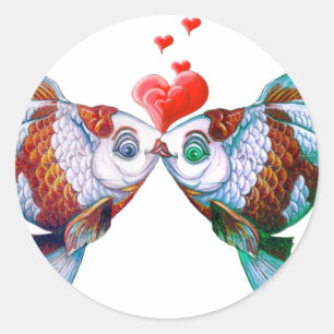 Goldfish Kiss Classic Round Sticker