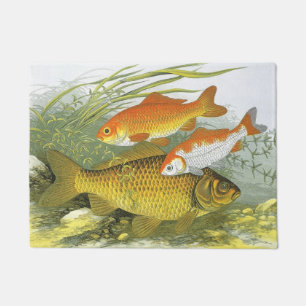 Goldfish Koi Fish, Vintage Marine Aquatic Sea Life Doormat