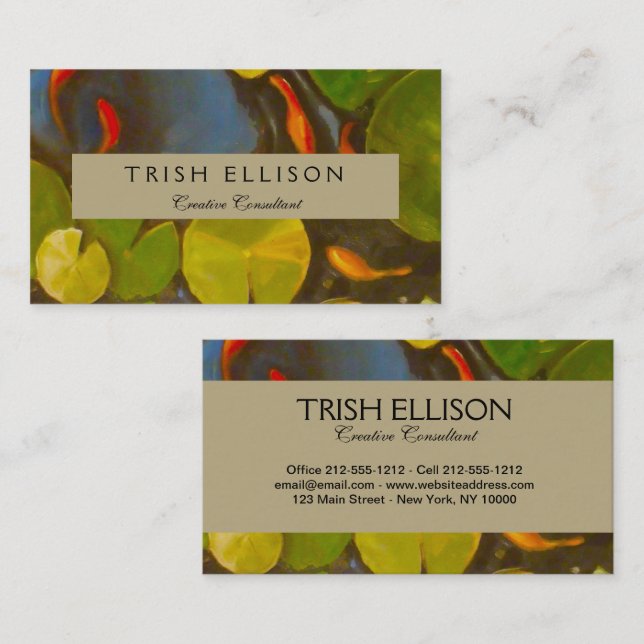 Goldfish Koi Pond Water Lilies Business Card (Front/Back)