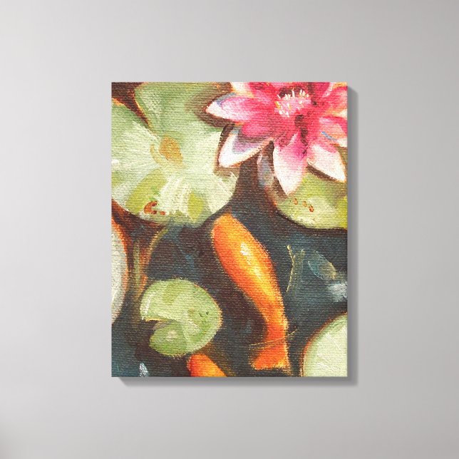 Goldfish Koi Pond Water Lilies Canvas Print (Front)