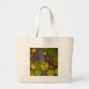 Goldfish Koi Pond Water Lilies Large Tote Bag