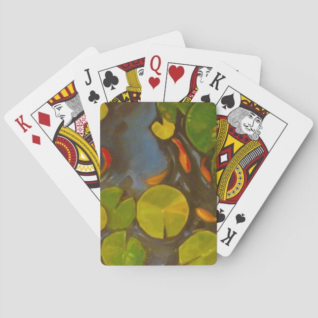 Goldfish Koi Pond Water Lilies Playing Cards (Back)