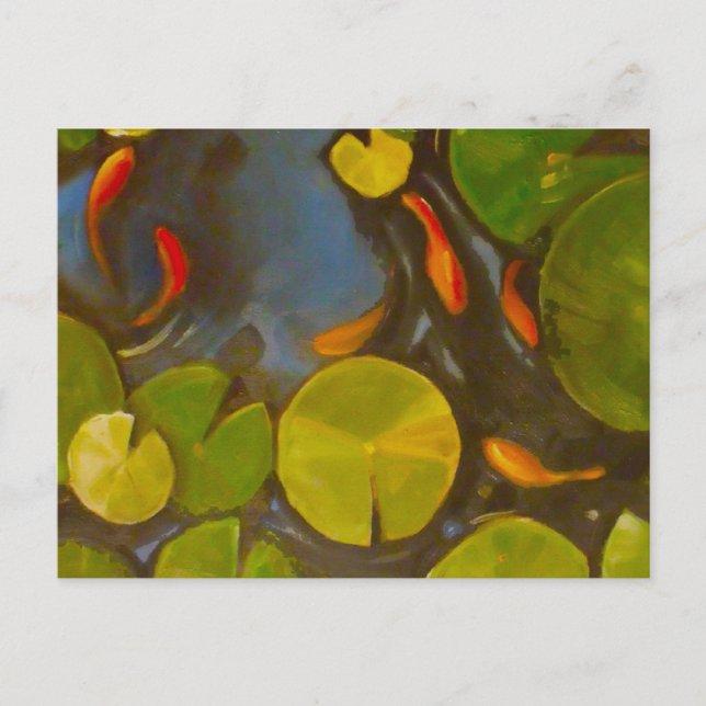 Goldfish Koi Pond Water Lilies Postcard (Front)