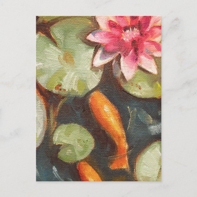 Goldfish Koi Pond Water Lilies Postcard (Front)