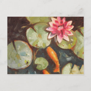 Goldfish Koi Pond Water Lilies Postcard