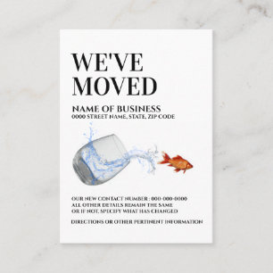 Goldfish leaping from glass of water moving business card