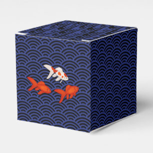 Goldfish on Seigaiha Pattern Customizable Japanese Favor Box
