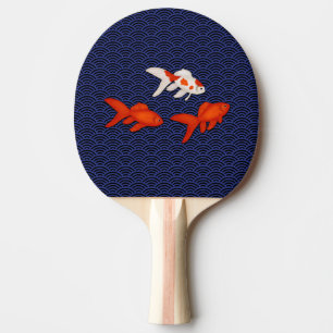 Goldfish on Seigaiha Pattern Japanese Lucky Ping Pong Paddle