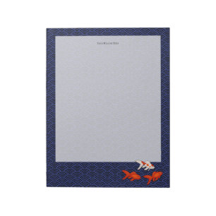 Goldfish on Seigaiha Pattern Personalized Japanese Notepad