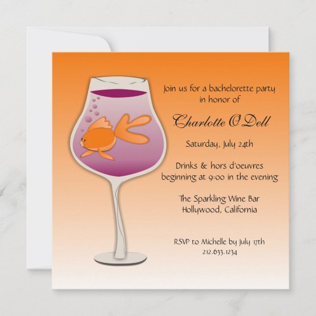 goldfish orange; bachelorette invitation (Front)