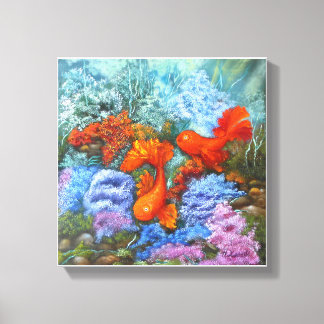 Goldfish painting feng shui love symbols  poster canvas print