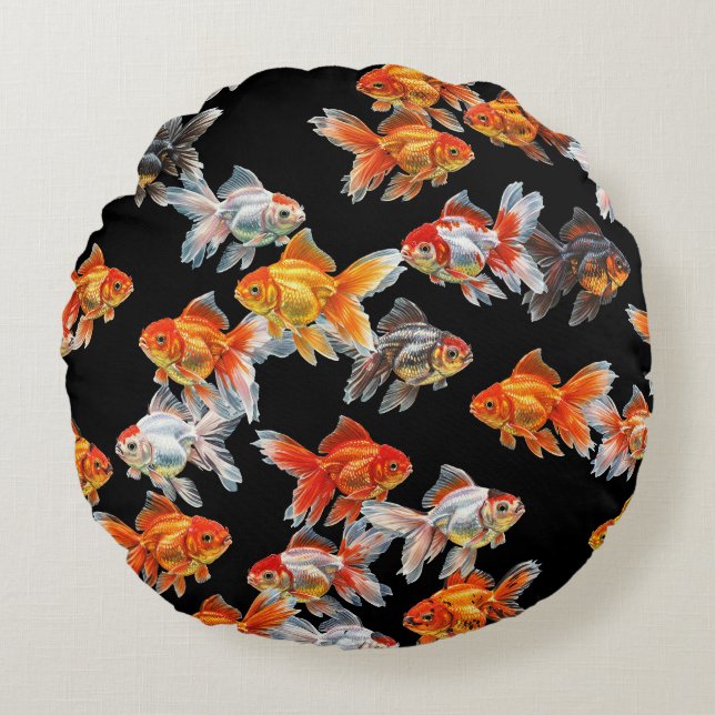 Goldfish Parade Round Pillow (Front)