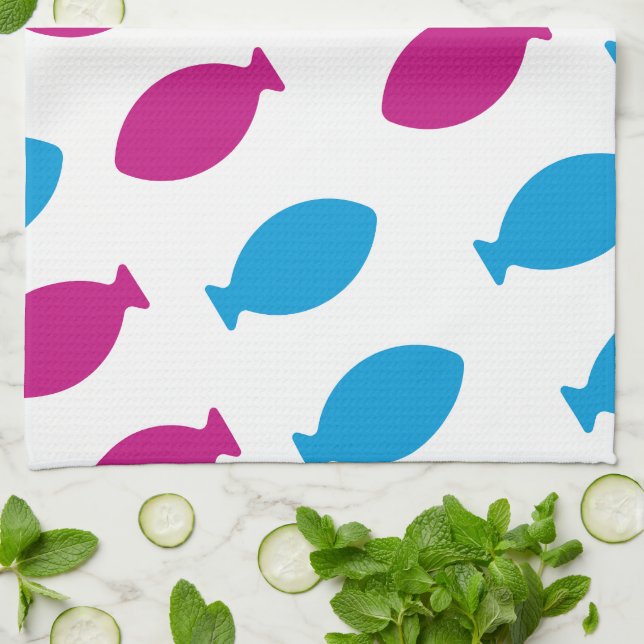 Goldfish pattern kitchen towel (Folded)