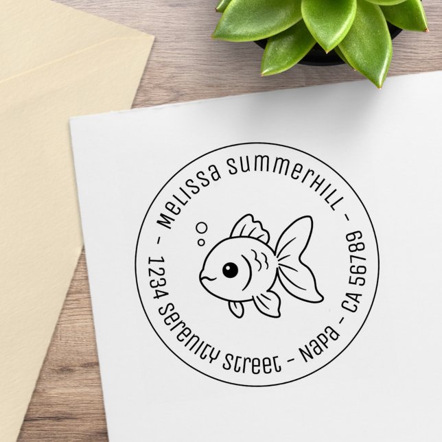 Goldfish Round Address Rubber Stamp (Creator Uploaded)