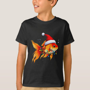 Goldfish Santa Hat Lights Christmas Cute Xmas Paja T-Shirt