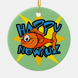 Goldfish Smiling Sun Persian New Year Nowruz Ceramic Ornament